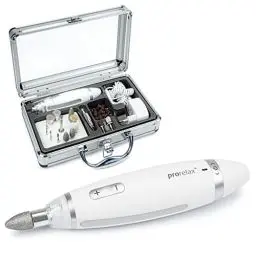 Produktbild: prorelax Maniküre- / Pediküre-Set DELUXE | Für Damen und Herren | Professionelle Hand- und Fußpflege für Zuhause und unterwegs | 15 hochwertige Aufsätze aus chirurgischem Stahl | Mit LED-Licht