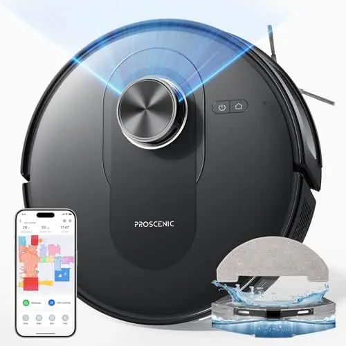 Produktbild: Proscenic Q8 Saugroboter mit Wischfunktion 5000Pa 200min Staubsauger Roboter Leistungsstark Laser Navigation mit 5 Karten, Steuerung über APP Alexa Siri IFTTT Google, für Böden Teppiche Tierhaare