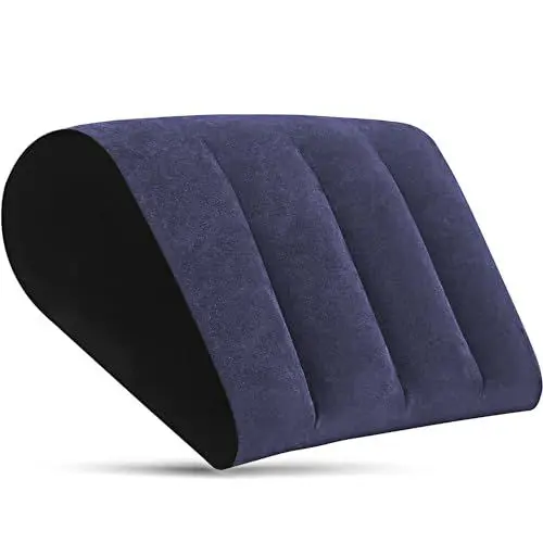 Produktbild: Prosixtoy Aufblasbares Kissen Keilkissen Lendenkissen - Strandkissen Stützkissen Rückenkissen-Dreieckskissen Nackenkissen Lendenwirbelkissen als Reisekissen,Yoga Kissen und Camping Kopfkissen(Blau)