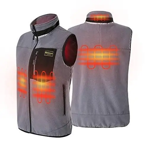 Produktbild: PROSmart Herren Damen Beheizbare Weste - Beheizte Weste Elektrische Heizweste Leichte Wärmeweste Polaren Fleece USB Westen Heiz Jacke Mit 10000mAh Akku, Unisex (Grau, L)