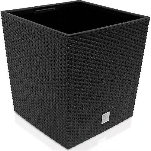 Produktbild: Prosperplast quadratisch Blumentopf in Rattan-Optik Rato Serie anthrazit Volumen 64 L, schwarz, 39 x 39 x 40,5 cm, DRTS400L-S433