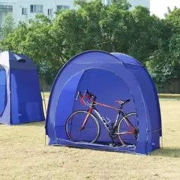 Produktbild: pro.tec Fahrradzelt Bergendal für 2 Fahrräder Fahrradgarage Outdoor Fahrradabdeckung wasserdicht Fahrrad Aufbewahrung Camping Gartenzelt 198 x 84 x 160 cm Blau