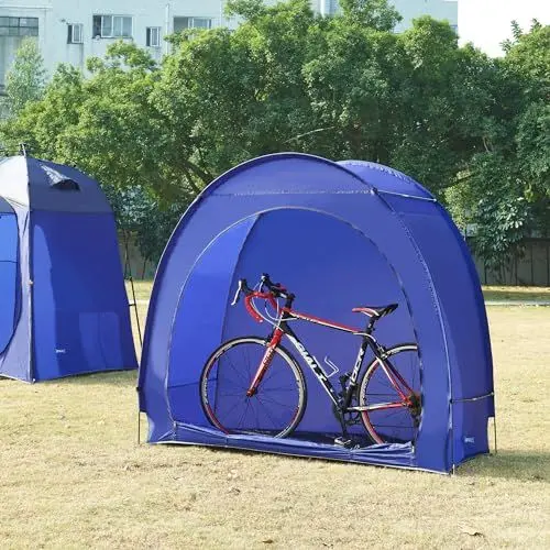 Produktbild: pro.tec Fahrradzelt Bergendal für 2 Fahrräder Fahrradgarage Outdoor Fahrradabdeckung wasserdicht Fahrrad Aufbewahrung Camping Gartenzelt 198 x 84 x 160 cm Blau