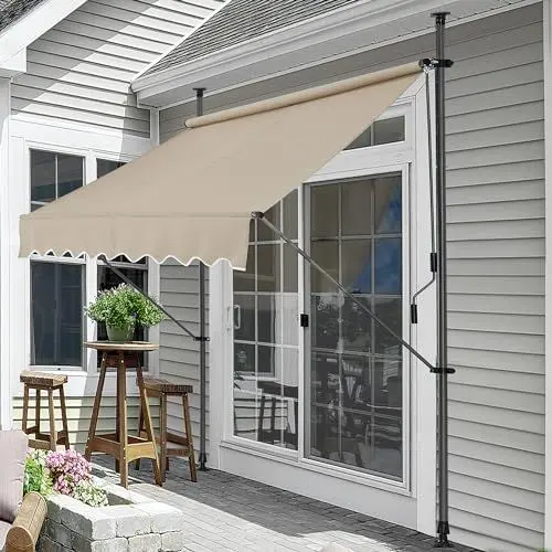 Produktbild: pro.tec Klemmmarkise Stem Markise ohne Bohren 250 x 120 x 220-309 cm Balkonmarkise mit Handkurbel Sonnenschutz Stahlgestell Sandfarben