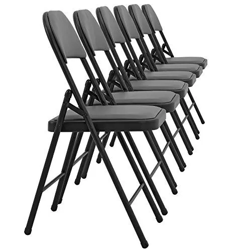 Produktbild: pro.tec Konferenzstuhl 6er Set Bürostuhl Grau ergonomisch Schreibtischstuhl mit Kunstlederbezug Klappstuhl Besucherstuhl Metall 80 x 46 x 50 cm