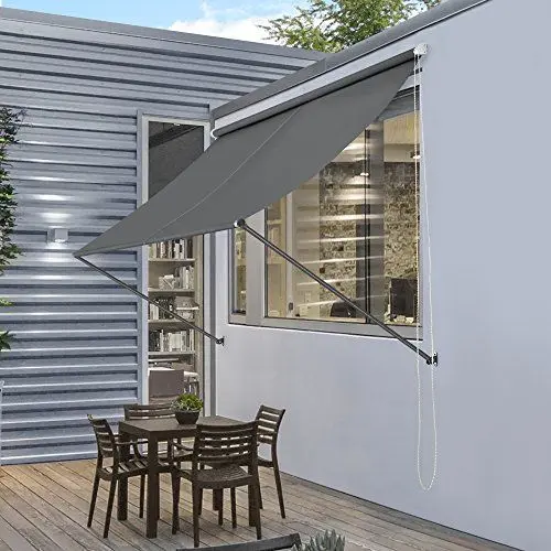 Produktbild: pro.tec Markise 'Malaga' 250 x 120 cm Grau Witterungsbeständig Sonnenschutz Beschattung Terrasse Garten