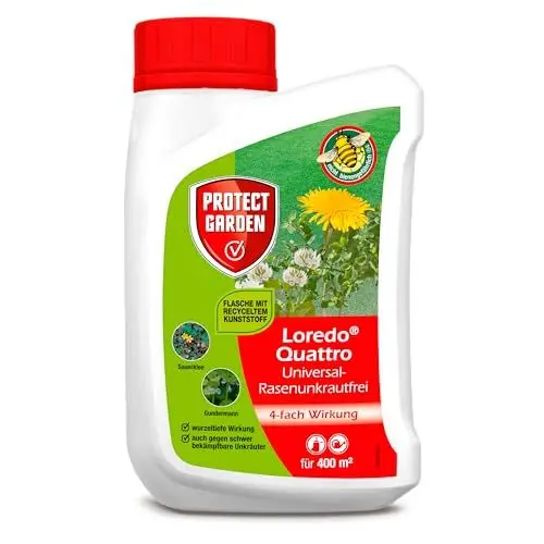 Produktbild: PROTECT GARDEN Universal-Rasenunkrautfrei Loredo Quattro Rasen-Unkrautvernichter gegen hartnäckige Unkräuter mit 4-fach Wirkung, 400 ml
