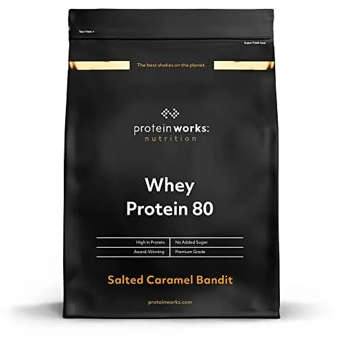 Produktbild: Protein Works Whey 80 Protein Pulver (Konzentrat) | Salted Caramel | Premium Eiweißpulver | Proteinreich & Wenig Zucker| 500g