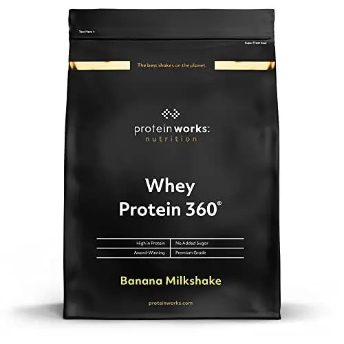 Produktbild: Protein Works - Whey Protein 360 | Mit zusätzlichen Vitaminen | Whey Proteinpulver | Whey Eiweißpulver | 40 Servings | Banana Milchshake | 1.2kg