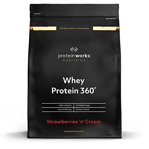 Produktbild: Protein Works - Whey Protein 360 | Mit zusätzlichen Vitaminen | Whey Proteinpulver | Whey Eiweißpulver | 40 Servings | Erdbeer-Sahne | 1.2kg