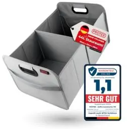 Produktbild: PROTEX Kofferraum Organizer (Testsieger 2024) 44L Auto Kofferraumtasche | Organizer Auto | Faltbare, stabile und wasserdichte Kofferraumtasche (grau)