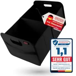 Produktbild: PROTEX Kofferraum Organizer (Testsieger 2024) 44L Auto Kofferraumtasche | Organizer Auto | Faltbare, stabile und wasserdichte Kofferraumtasche (schwarz)