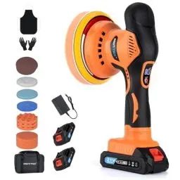 Produktbild: Protmex Poliermaschine Auto Akku - 6 Variable Geschwindigkeit Auto Politur Set 2800-5500RPM 21 PCS Aufsätze, 2 x 21 V 1,5 Ah Akku Poliermaschine für Auto Autopflege Polieren Wachsen Kratzerentfernung