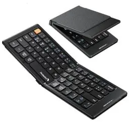 Produktbild: ProtoArc Faltbare Kompakte Tastatur QWERTZ, XK04 Tragbare Bluetooth-Tastatur mit PU-Lederhülle, Kabellose Mini Reise Tastatur für iPad, iPhone, Smartphone, Tablet und Laptop - Schwarz