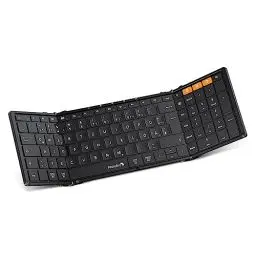 Produktbild: ProtoArc XK01 Faltbare Tastatur Klappbar mit Ziffernblock | Wiederaufladbare Kabellose Mini Tastatur mit 3 Bluetooth Kanälen für iOS, Android, Windows, QWERTZ - Schwarz