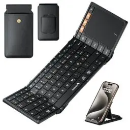 Produktbild: ProtoArc XK01 TP Bluetooth Tastatur Faltbare mit Touchpad, Tastatur Kabellos Klappbare QWERTZ Deutsch mit Trackpad, iPad Tastatur für iOS, Android, Windows Laptop PC Tablet - Schwarz