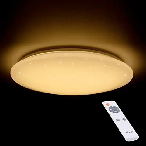 Produktbild: proventa® LED-Sternenhimmel Deckenleuchte Ø 74 cm mit Fernbedienung, 45 Watt, Lichtfarbe von 3.000-5.500 K einstellbar, stufenlos dimmbar, Nachtlichtfunktion
