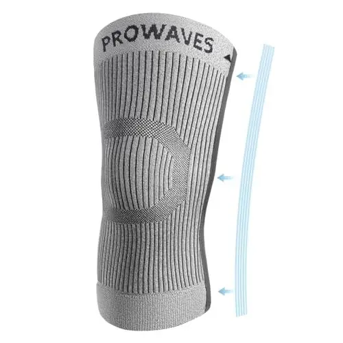 Produktbild: ProWaves Komprimierte Kniebandage Damen Männer Kniebandage Meniskus Arthritis Sport Knieorthese Knee Support kniewärmer mit Seitenstabilisatoren Knee Sleeve ACL Knieschmerzen Erholung L