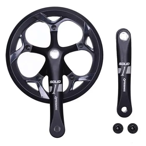 Produktbild: PROWHEEL 130MM BCD 52T Fahrrad Kurbelgarnitur, 165MM/170MM/172.5MM/175MM Kurbelarm Set, Kettenrad und Ersatz-Kettenschutz, Kompatibel mit City Bike,Klapprad,Rennrad,MTB,Elektrofahrrad(Kurbelarm 165mm)