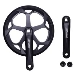 Produktbild: PROWHEEL 152 mm/160 mm/165 mm/170 mm/175 mm Fahrrad-Kurbelgarnitur, 46T/48T/52T Stahl-Kurbelarm-Set, Doppel-Kettenrad und Ersatz-Kettenschutz, kompatibel mit Citybike, MTB, Elektrofahrrad, Cargo
