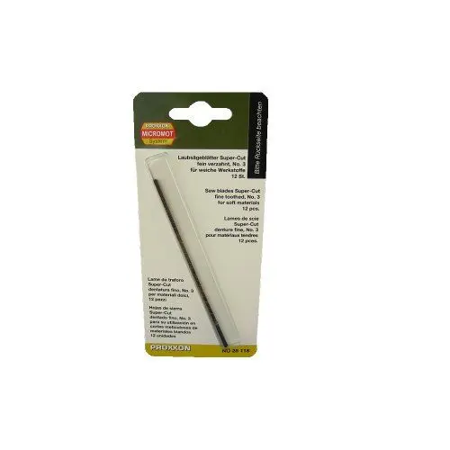 Produktbild: PROXXON 28118 Super-Cut Laubsägeblätter fein verzahnt ohne Querstift 12 Stück