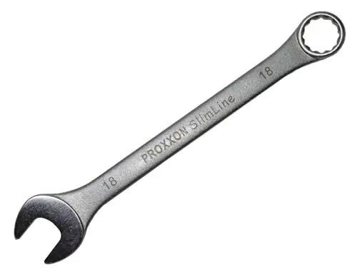 Produktbild: Proxxon 23918 Ring-Maulschlüssel SlimLine Größe 18mm - 15° abgewinkelt auf der Ringseite - Chrom-Vanadium Stahl