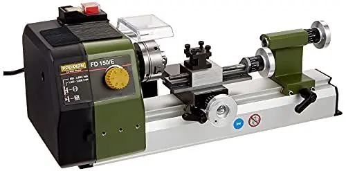 Produktbild: PROXXON Feindrehmaschine FD 150/E, präzise Drehbank mit 2-stufigem Riemenantrieb, Geschwindigkeitsregelung, Spindeldrehzahlen bis 5.000/min, Art.-Nr. 24150
