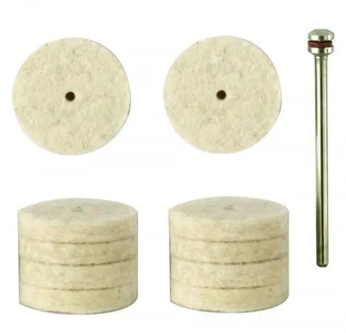 Produktbild: Proxxon 28798 Filzscheiben zum Polieren Ø22mm 10 Stück + 1 Trägerstift Schaft Ø2,35mm