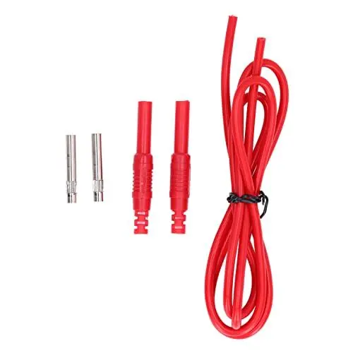 Produktbild: Prüfleitung, Flexibles Elektrisches Prüfkabel für Elektrische Multimeterprüfungen mit Messingkontaktstecker 1 mm² Buchse auf Buchse, PH-Teststreifen (Rot)