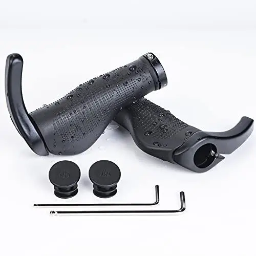 Produktbild: PRUNUS 04 Fahrradgriffe Ergonomisch, Griffe Fahrradlenker Hörner mit Doppel-Lock-On-Design, Fahrrad Griffe/Lenkergriffe für MTB,BMX,Faltrad u.s.w.