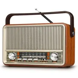 Produktbild: PRUNUS J-120 AM/FM/SW Retro Radio Klein, Kofferradio mit 1800mAh Akku, oder AC-Strom, Küchenradio Nostalgie Radio mit Bluetooth, Unterstützt USB/TF/AUX, Einfaches Radio für Senioren.(Hellgold)