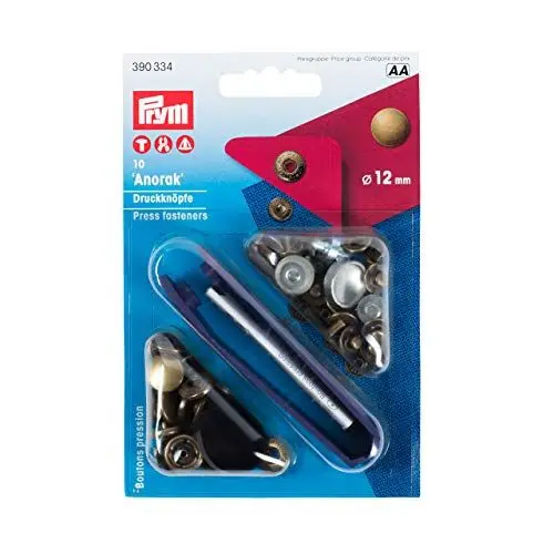 Produktbild: Prym 390334 Nähfrei-Druckknopf Anorak Messing 12 mm altmessing, Metall