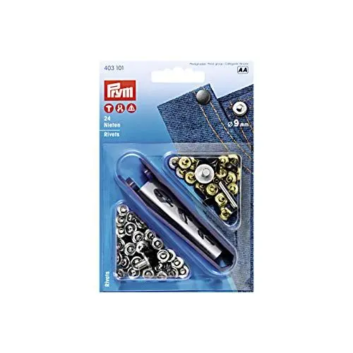 Produktbild: Prym 403101 Nieten Messing 9 mm silberfarbig/alteisen, Metal