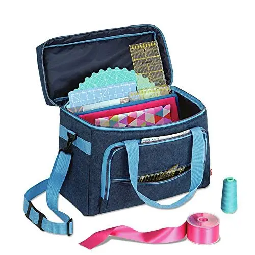 Produktbild: Prym 612634 Nähmaschinen-Tasche (Jeans/ türkis) ,44 x 20 x 35 cm, ungefüllt