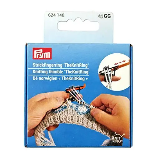 Produktbild: Prym 624148 Strickfingerring 'TheKnitRing', 60 mm x 50 mm x 25 mm, Orange, Schwarz