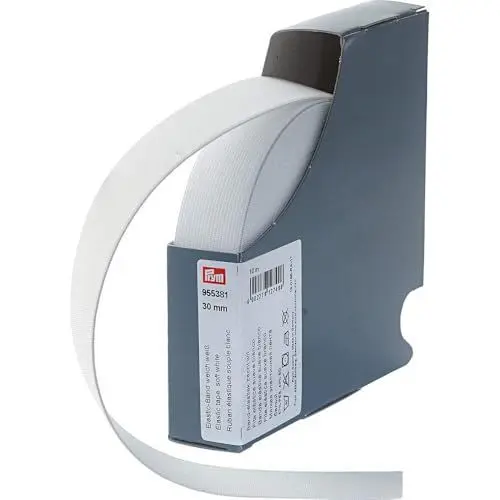 Produktbild: Prym 955381 Elastic-Band weich 30 mm weiß, 57Prozent PES 43Prozent ED