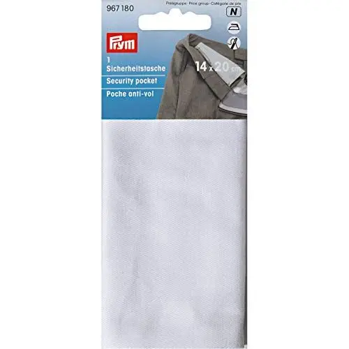 Produktbild: Prym 967180 Sicherheitstasche mit Reißverschluß, 14 x 20 cm, rohweiß, 100% Baumwolle, Weiß, 17 x 14 cm, 1 Stück