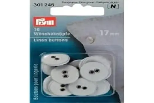 Produktbild: Prym 301245 Linen Buttons 'Linen' White Size 17mm, 16 Pieces