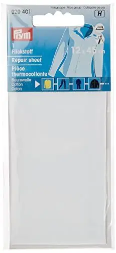 Produktbild: Prym Consu Aufbügelbare Reparaturfolie, Cotton, Weiss, 12 x 45 cm Größe, Weiß