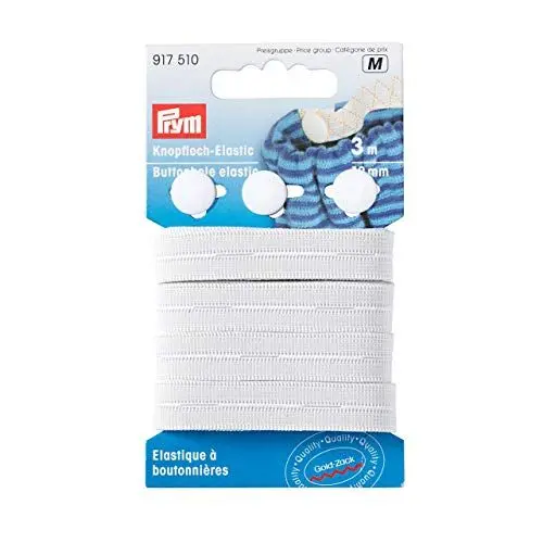 Produktbild: Prym Knopfloch-Elastic mit 3 Knöpfen 12 mm weiß, Plastic