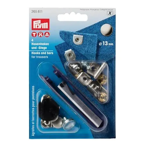 Produktbild: Prym, Legierter Stahl, 265811 Nähfrei-Hosenhaken und Stege ST 13 mm silberfarbig/brüniert, Stahl