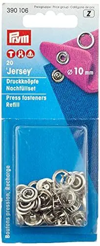 Produktbild: Prym Nähfrei Jersey Ring Druckknöpfe-Nachfüllpack silberfarbig ( 10 mm, 20 St.), Silber