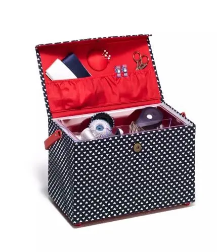 Produktbild: Prym Nähkorb ohne Inhalt L (32 cm x 17 cm x 18,5cm) Lovely Nadelkissen und 2 Stofftaschen im Inneren 612645