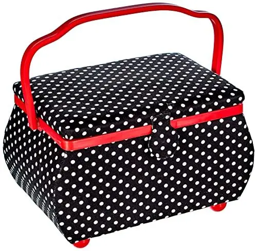 Produktbild: Prym Polka Dots schwarz/weiß L Nähkorb, Baumwolle, L