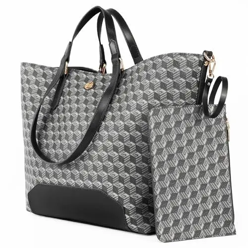 Produktbild: PS PETITE SIMONE Handtasche Damen Groß Shopper tasche Mit Geldbörse Große Kapazität Umhängetasche PU Leder Schultertasche Henkeltasche für Büro Schule Einkauf Arbeit