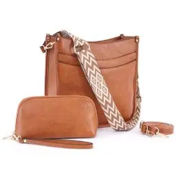 Produktbild: PS PETITE SIMONE Umhängetasche Damen Crossbody Bag mit Clutche Handtasche Braun für Tägliches Arbeiten Einkaufen Handy Schultertasche für Frauen Zwei Verstellbar Schultergurten Ausgestattet Doris