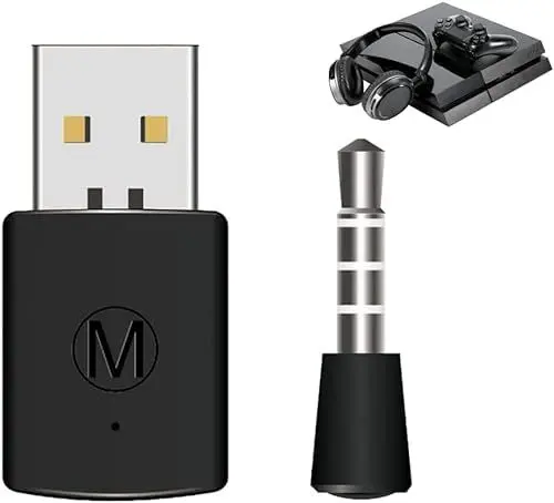 Produktbild: PS4 Bluetooth Adapter - Mini USB 4.0 PS4 Bluetooth Transmitter Drahtloses Mikrofon Bluetooth Dongle USB Adapter für PS4 Bluetooth Headset Adapter
