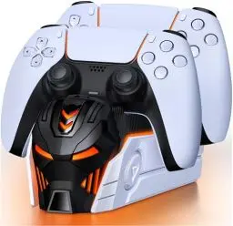 Produktbild: PS5 Controller Ladestation, PS5 Zubehör Ladestation mit Cooles Aussehen für DualSense PS5 Controller, Ladestation für Playstation 5 Controller/Edge Controller, PS5 Ladestation mit 2-3 Std Schnelllade