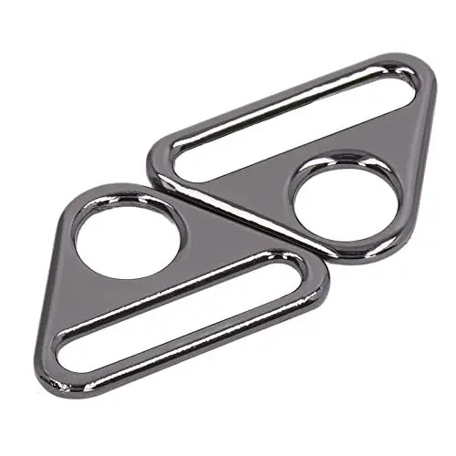 Produktbild: Pssopp 10 Stück 38mm Versteller Dreieck mit Stange Swivel Clip O Ring Schnalle Cast Geldbörse Hardware für Geldbörsen Schlüsselanhänger Handtaschen(Pistole schwarz) Spannschlösser