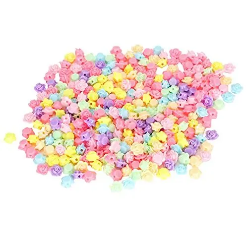 Produktbild: Pssopp 300 STK. Plastikblumenperlen Mischfarbene Plastikblumen-Flatback-Perlen Kinderperlen für die Schmuckherstellung DIY Craft Making Material Supplies